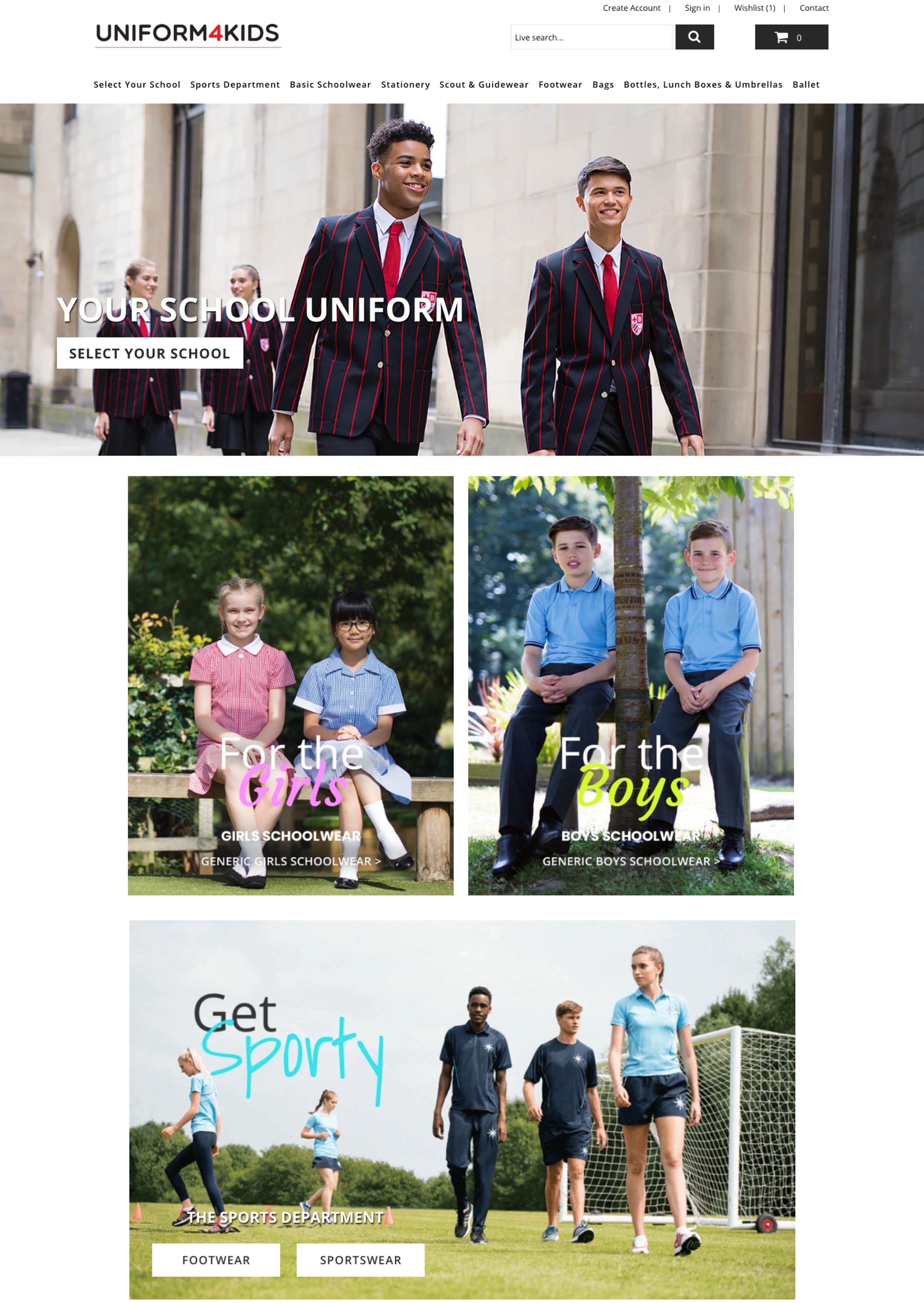 Uniform4Kids homepage