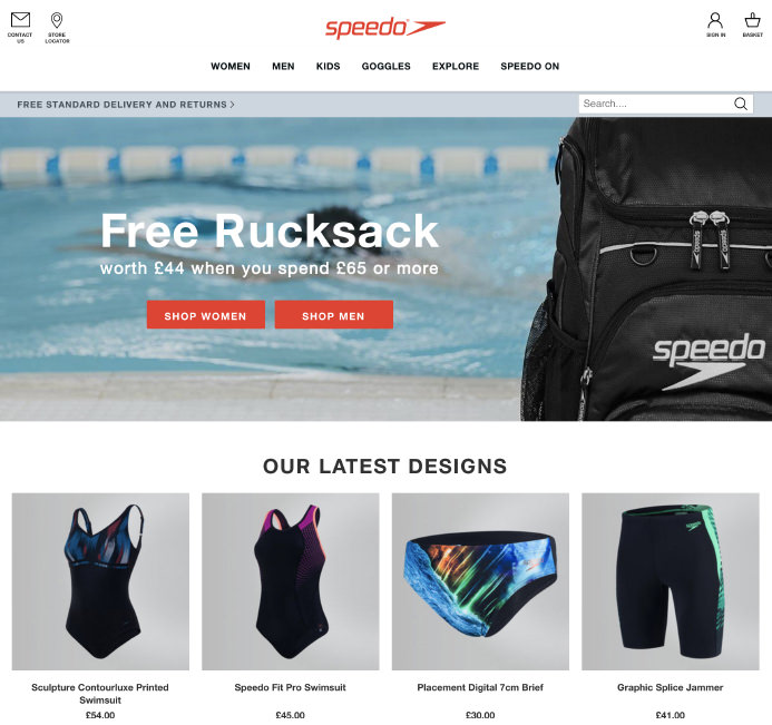 Speedo beachwear swimwear ecommerce inspiration