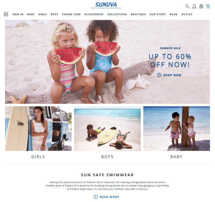 Sunuva beachwear swimwear ecommerce inspiration